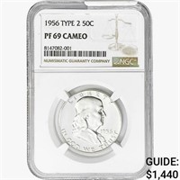 1956 Franklin Half Dollar NGC PF69 Ty 2 Cameo