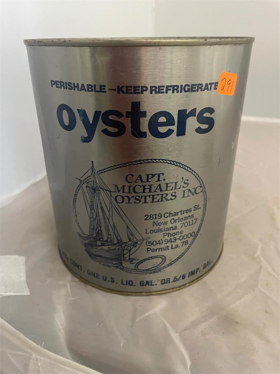Capt Michaels Oysters New Orleans Gallon Can
