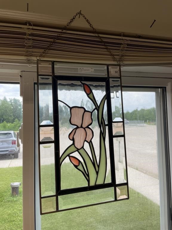 FLORAL STAIN GLASS WINDOW HANGING