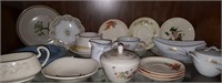 China, plates, saucers, cups.  Very few matching