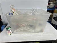 Tub of hangers includes kids clothes hangers