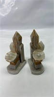 Stone carved book ends