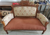 Carved Wooden & Floral Couch