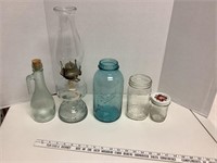 huricane lamp and jars