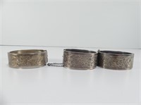 ONE MARKED STERLING AND 2 UNMARKED CUFF BRACELETS