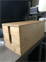 Solid Bamboo Large Cable Organizer Box with Tray