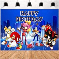 7x5FT Sonic Photography Backdrop - Happy Birthday