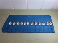 12 Sterling Silver Spoons in Roll-up 281g