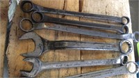 ASSORTED BOX WRENCHES & BALL PEEN HAMMERS