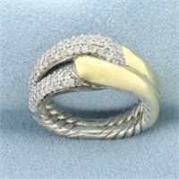 David Yurman Labyrinth Diamond Loop Ring in 18k Ye