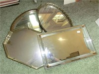 4 mirrored dresser trays w/galleries 1 being glass