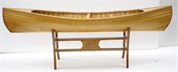 Large All Wood Canoe Model on Display Stand