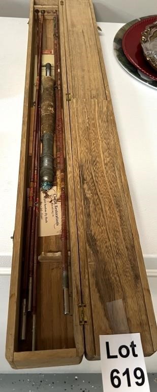 Antique Okutama Split Bamboo Fishing Rod and Case