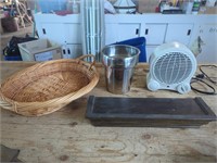 Ice Bucket, Large Wicker Basket, Wood Shelf,