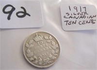 1917 Canadian Silver Ten Cents Coin