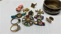 Brass Pins Necklace Rings Turquoise Jewelry Lot