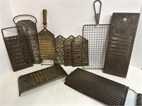 Antique Metal food graters collection Shredders