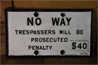 Cast Iron Tresspassers Sign