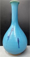 Signed Asian Turquoise Fired Vase, Japanese?