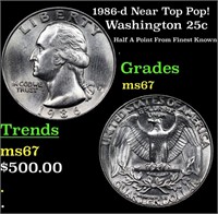 1986-d Washington Quarter Near Top Pop! 25c Graded