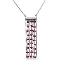 Sterling Silver Red Beads Chain Necklace