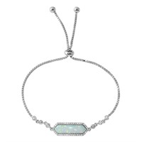 Sterling Silver White Opal Crystal Bracelet