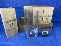 Tall Glass Vases, Qty: 6, 4x4x10"T