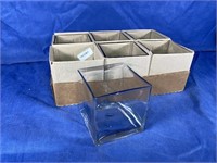 Cube Glass Vases, Qty: 6, 5x5x5"T