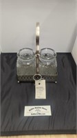 Vintage Glass Double Caddy Cup Condiment Bar Set