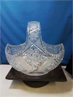 Vintage large lead crystal fruit basket a