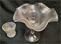 (2) White Carnival Glass Assortment