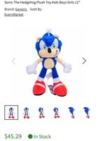 Sonic The Hedgehog Plush Toy Kids
