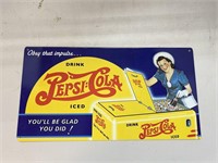Vintage Pepsi Cola Promotional Tin Sign