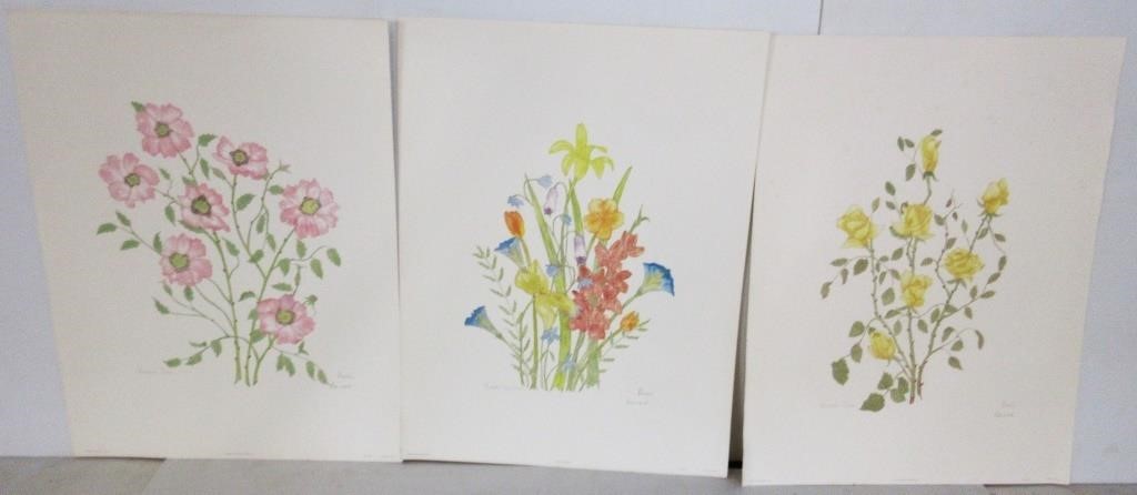 Signed Water Color Flowers 25"x19"