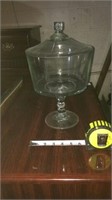 13” Clear glass Trifle bowl with lid.