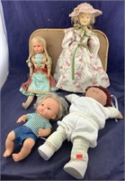 Artist Doll &  Vintage Doll & 2 Newer Dolls