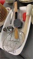 Corning ware roaster with kitchen utensils