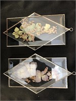 New  Glass Pressed Flower Window Hanger x2