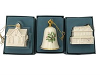 3 Lenox Holiday Ornaments 1989/90,91