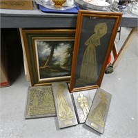 Brass Rubbed Wall Plaques, Mirror, Painting