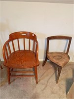SOLID WOOD, METAL REINFORCED CHAIR AND 3-LEGGED