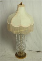 Vtg Crystal Glass Pineapple Prism 30" Lamp