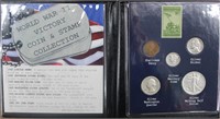 1945 Silver WWII Victory Coin & Stamp Collection