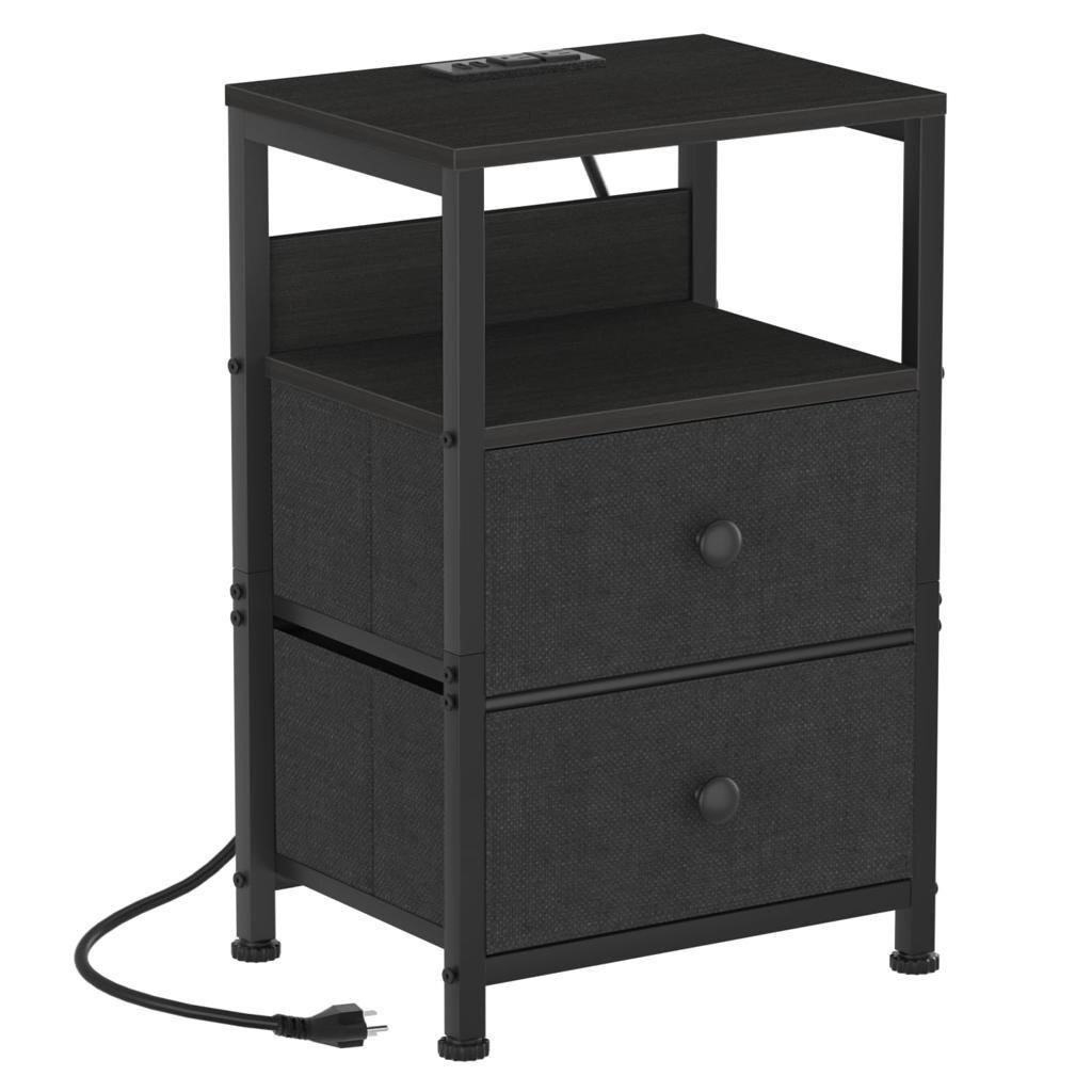 Nightstand with Charging Station & USB Ports,