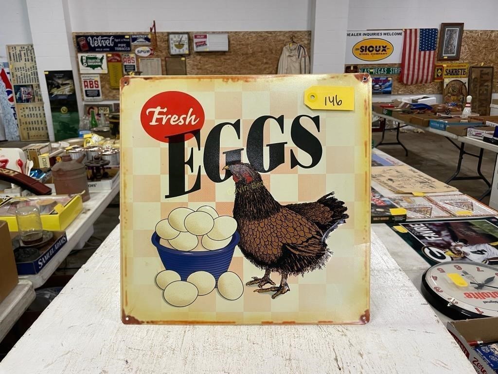 Metal Fresh Eggs Sign