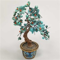 Vintage Chinese turquoise tree sculpture in