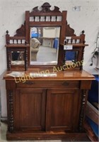 ANTIQUE PETITE BUFFET WITH MIRRORED BACK
