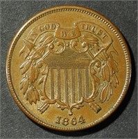 1864 TWO CENT PIECE AU