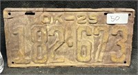 1929 OKLAHOMA LICENSE PLATE