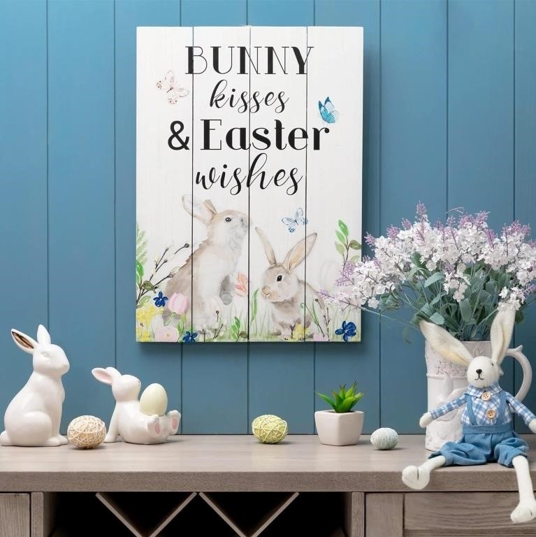 Glitzhome Easter Bunny Wall Sign